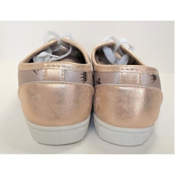 Baby Phat 9M Women's Rose Gold Sneakers Alex Logo Repeat Print New No Box - Picture 4 of 8